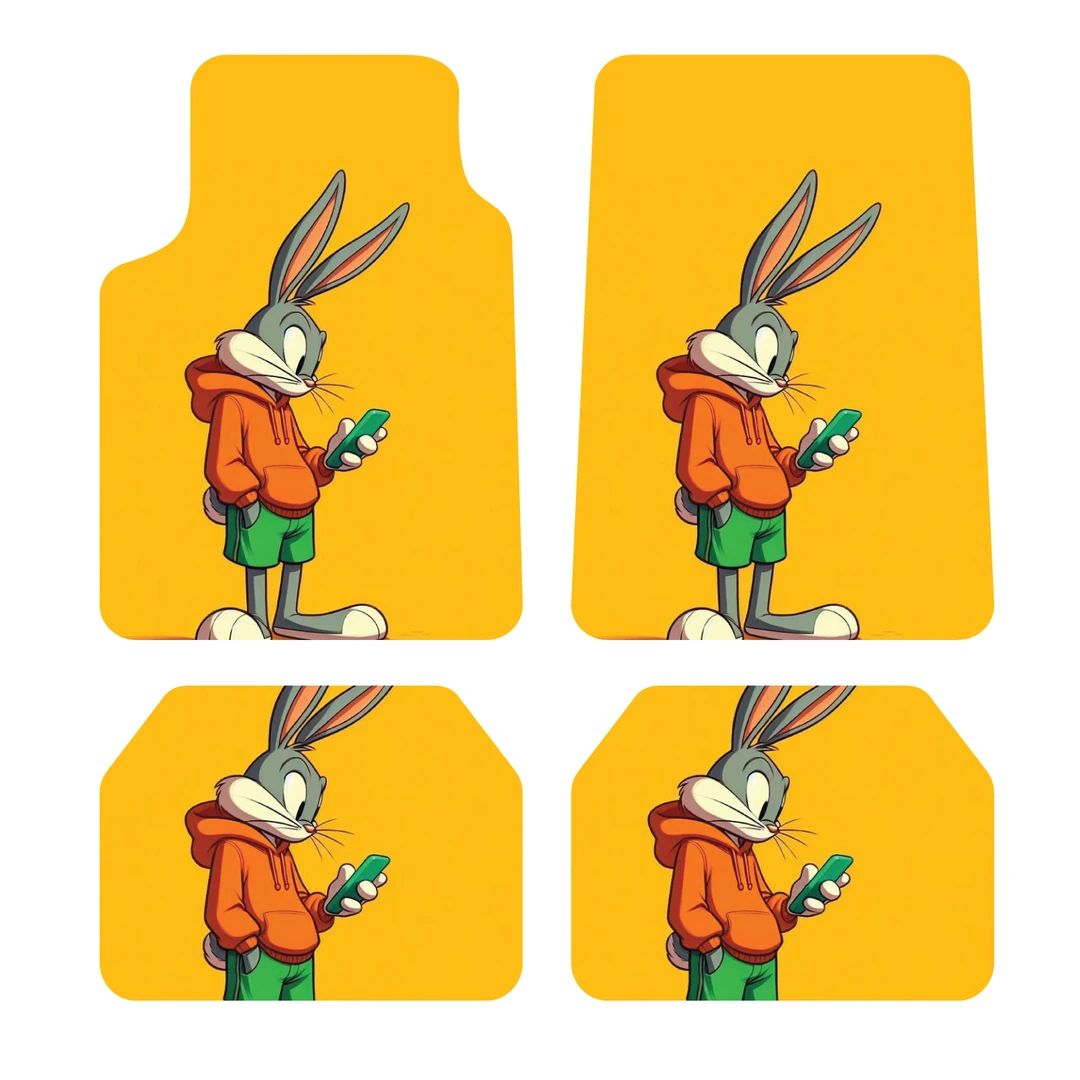 BUGSBUNNY Desen Kadife Halı 4 lü Paspas seti