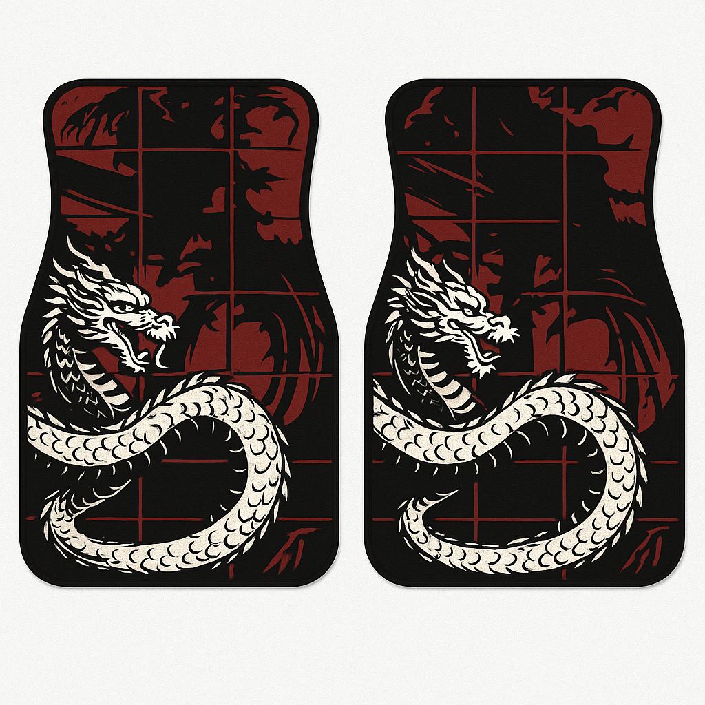 Kırmızı Ejderha Desen Kadife Halı 4 lü Paspas seti (Kopya)