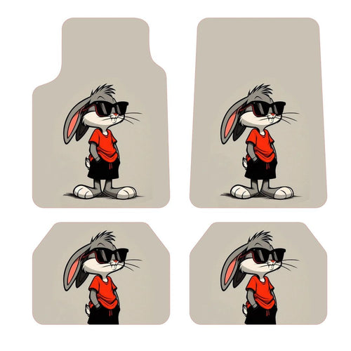 GÖZLÜKLÜ BUGSBUNNY Desen Kadife Halı 4 lü Paspas seti
